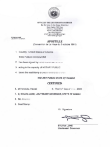 Hawaii Apostille